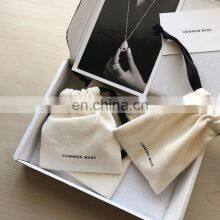 Hot Seller 100% Eco-friendly Natural Color Cotton Packing Gift Thick Jewelry Pouch Drawstring Blank Custom Logo Bag Canvas