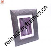 PS Plastic Metal Brushed Irregular Hexagonal Silver Wide Side Photo Frame