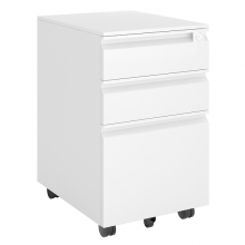 Steel Three Drawer Movable Cabinet White thumbnail-1