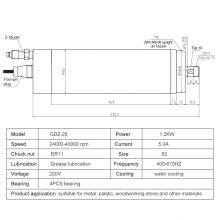 HQD 1.2KW ER11 62MM Water-cooled Spindle Motor 670Hz 40000rpm Woodworking Advertising Engraving Machine for CNC Router Milling thumbnail-3