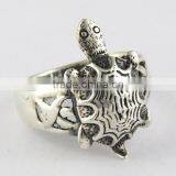 Oxidized Plain Silver Tortoise Silver Ring, 925 Sterling Silver Jewelry, Silver Jewelry thumbnail-1