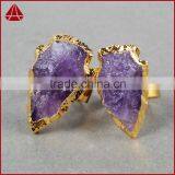 Natural Rough Stone Arrowhead Amethyst Ring thumbnail-2