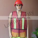 purple mesh safety vest with warning tapes