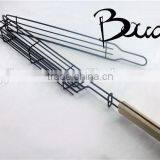Stainless Steel Barebecue Bbq Grill Net With Wooden Handle BD-B8112 thumbnail-2