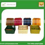 Square Rattan Baskets With Compartment and Handles thumbnail-1