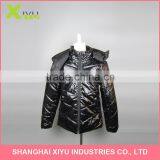 Fashion Children shiny coating shell reversed zipper modern Girls padding jacket