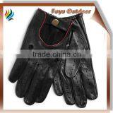 Classic CHINA Long Black Warm Split Leather Plain Style Unlined Black Leather Gloves For Men
