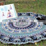 Large Elephant Mandala Round Roundie Wholesaler Indian Tapestry Table Cover Beach Throw Boho Roundie Round Mandala thumbnail-2