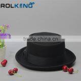 Fashion Brown Felt Pork Pie Hat With Black Band thumbnail-2