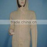 2011-LS109 LADIES LONG SLEEVE HOODED BUTTON CARDIGAN SWEATER thumbnail-1