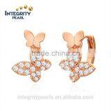 Rose Gold Pave Diamond Ear Cuff Butterfly Shaped Jewelry Wholesale 925 Silver Earring thumbnail-1