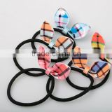 Elegant hair accessory decorative bunny ear hair rubber band wholesale colorful plaid bow hair band