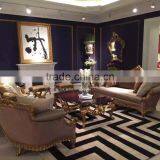 New Design Solid Wood Living Room Sofa Furniture Luxury Wood Hand Carving Fabric Sofa Set thumbnail-1