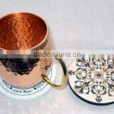 MDF WOODEN TEA CUP COASTER, HANDMADE COASTERS FOR MULE MUGS, WOODEN TABLEWARE COASTER thumbnail-5