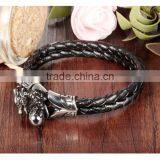 Men's Leather Bracelets 316L Stainless Steel Jewelry Genuine Leather Bracelet thumbnail-5