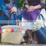 Straw Beach Bag/ Beach Tote Bag/Pompom Beach Bag, Nice Decoration thumbnail-1
