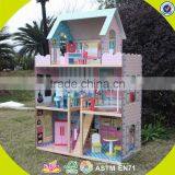 Wholesale Lovely Role Play Kids Wooden Dollhouse Delicate Style Children's Wooden Pink Dollhouse for Sale W06A032 thumbnail-6