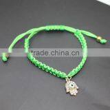 Rhinestone Hamsa Hand Charm Handwoven Cord Bracelet Friendship Bracelet thumbnail-3