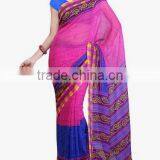 2016 Indian Traditional Saree Print Series Chiffon Long Irregular Women Dress thumbnail-1