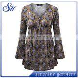 New Prints Design Blouses Round Bottom Casual Tops 2017 for Women thumbnail-5