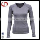 Women Gray Blank Long Sleeve Compression Tights thumbnail-1