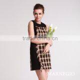 2015 Sleeveless Stitching Hawaiian Style Casualladies Check Dress thumbnail-3
