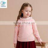 Winter Girls Knitted t Shirt Decorated With Lace And Pearl Around Neck Kids Long Sleeve Clothes thumbnail-3