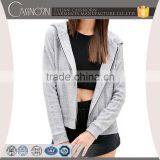 Loose Drop Shoulder Front Zipper Wool-blend Sweater Hooded Cardigan With Pockets thumbnail-1