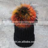 Wholesale Beanie Hats With Raccoon Fur Ball for Lady thumbnail-1