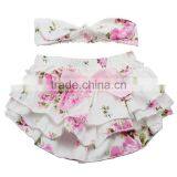Baby Pink Flower Printed Harem With Headband for Toddler Shorts Pants thumbnail-1