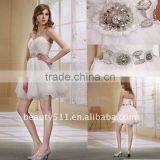 Party Dress Factory Fashionable Organza White Wedding Cocktail Dress Bridesmaid Dress AS024 thumbnail-1