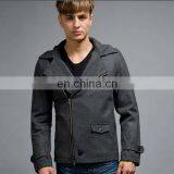 OEM UK Fashion Gray Wool Motocycle Jackets With Leather Sleeves