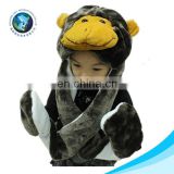 Plush soft cap with earflap real fur hats cute animal head hat