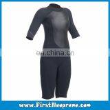 Keep Warm 2/3MM CR Rubber Women Short Sleeve Back Zipper Shorty Diving Suit thumbnail-2