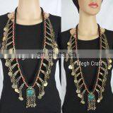 vintage Kochi Necklace-vintage Coin Afghan Necklace - Vintage Old Coin Long Tribal Bellydance Set