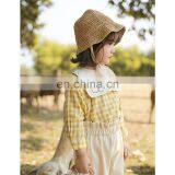 6572/Embroidered Plaid Square Turn-down Collar Girls Shirts High Quality Causal Sweet Top thumbnail-2