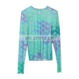 TWOTWINSTYLE Print Hit Color Casual O Neck Long Sleeve Elastic Fabric Slim Women T-Shirt thumbnail-1