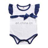 Ins 2019 SUMMER Fly Sleeved Girls Romper Newborn Baby Girl Bow Romper Jumpsuit Free Ship thumbnail-3