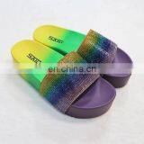 RTS New Lady High Heel Multi Color Sandals Women High Heel Rainbow Flat Form Shoes Summer Wedge Sandals Slippers With Diamond thumbnail-6