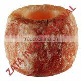 Himalayan Natural Rock Tea Light Salt Candle Holder Double Cut 0.9 to 1.1 Kg 4 x 3.5 x 3.5 Inches thumbnail-1