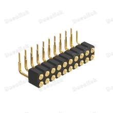Dnenlink 2.54mm Pitch Dual Row H4.0mm Concave Contact Right Angle Female Header DIP Type PogoPin Header thumbnail-4