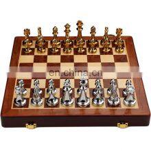 Manufacturer Wholesale High 6.7Cm Silver Copper Metal Chess Board Set Children Educational Chess Game