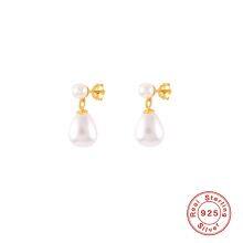 S925 Sterling Silver Flower Pearl Earrings Studs With Diamond