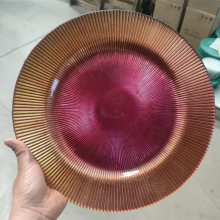 Luxury Charger Hotel Glass Fruit Plate Round Black Gold Dinner Trays thumbnail-3