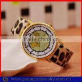 Fashion Leopard Band World Map Print Watch thumbnail-1