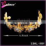 Luxury Diamond Gold Flower Headband, Flower Headband Crown, Headband for Bridal thumbnail-3