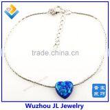 925 Silver Opal Bracelet Blue Opal Heart Silver Bracelet Opal Heart Bracelets thumbnail-3