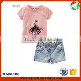 2016 new patterns of baby girls clothing set two pieces cotton tshirt and pants dresses high quality and low price kids clothing