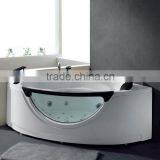 Foshan Corner Whirlpool & Airpool Massage Acrylic Bathtub with Art Skirt Freestanding Indoor Tub