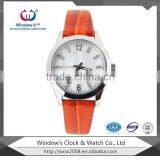 Japan Movt Lady Watch Orange Leather Band Custom Watch for Girl